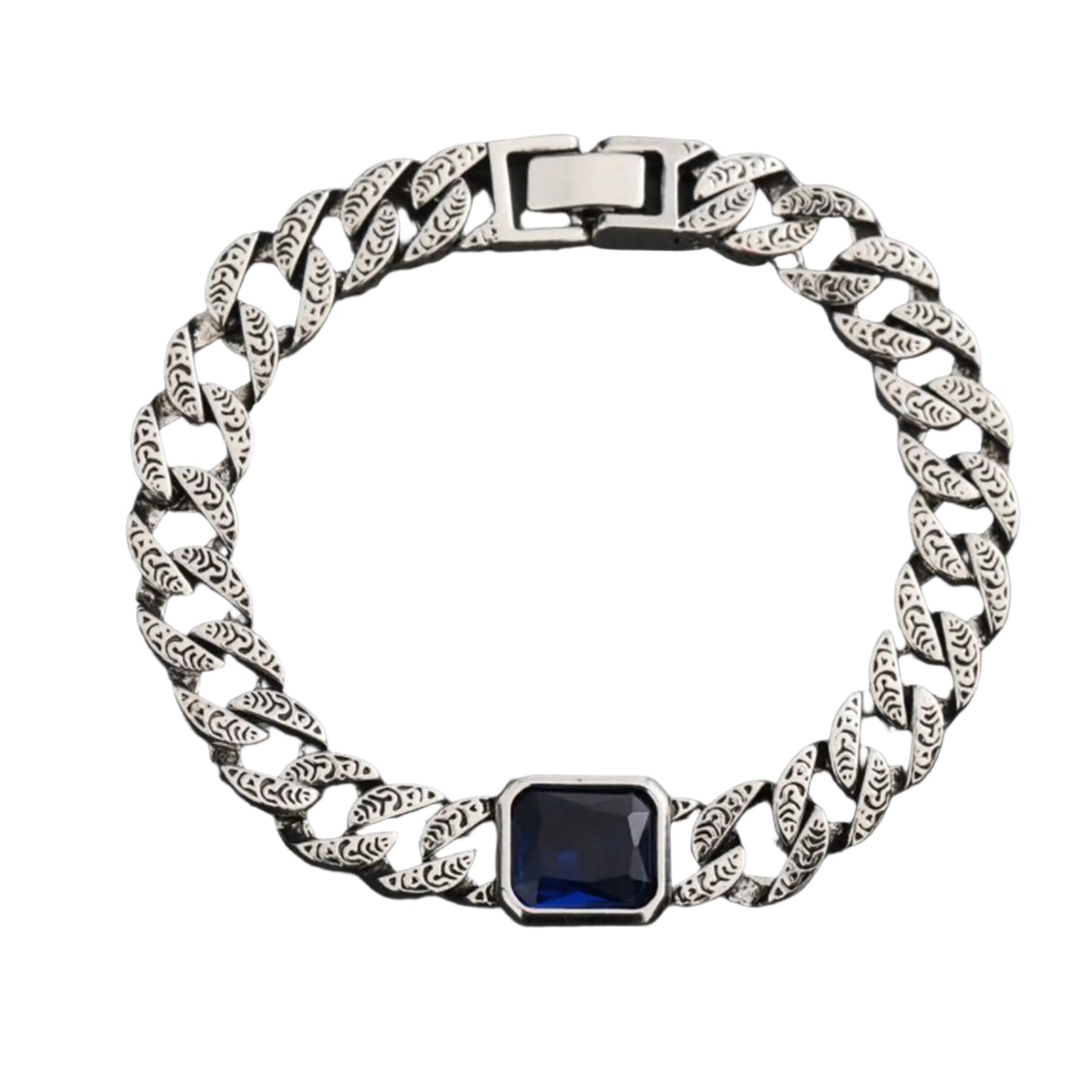 Geometric Square Blue CZ Stone Charm Bracelets