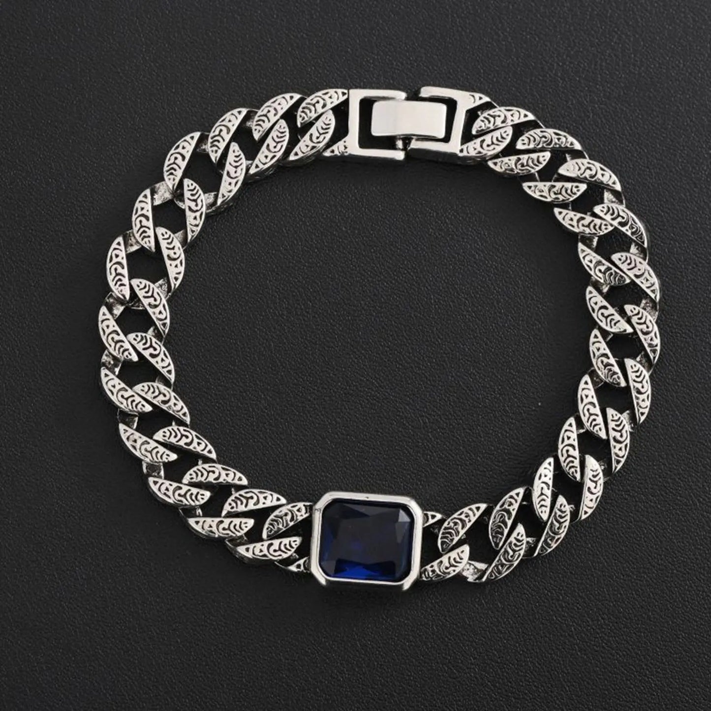Geometric Square Blue CZ Stone Charm Bracelets