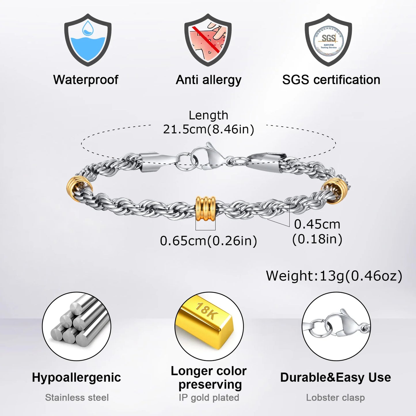 Stylish Rope Chain Bracelets with Tubes