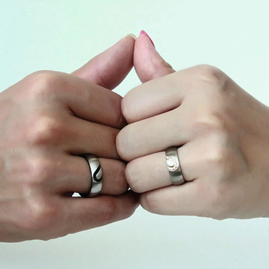Love Heart Wedding Promise Rings Set