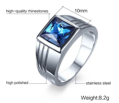 Blue CZ Zircon Engagement Band Ring
